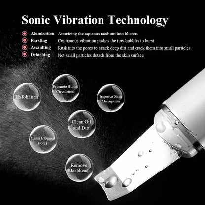 Electric face scrubber sonic vibration technology , atomization, bursting, detaching , exfoliation , remove blackheads, clean oil and dirt, clean clogged pores, promote blood circulation.