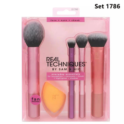 Real techniques brush set everyday essentials , fan favourites , everyday essentials for doundation , concealer , blush, highliter and shadow